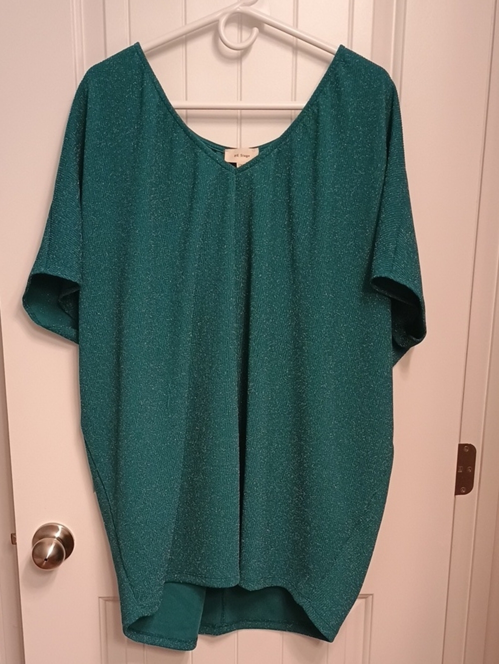 Sparkle Teal Short Sleeve Tunic - Comfortable Shimmer Top